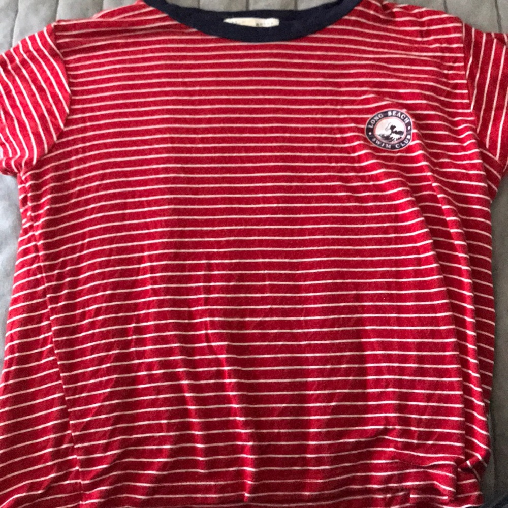 Red and white beach crop top
